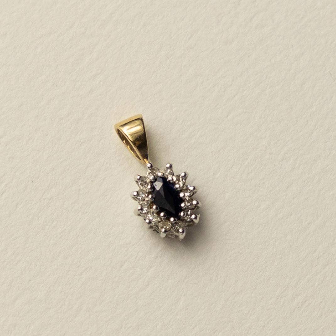 9ct sapphire & diamond pendant