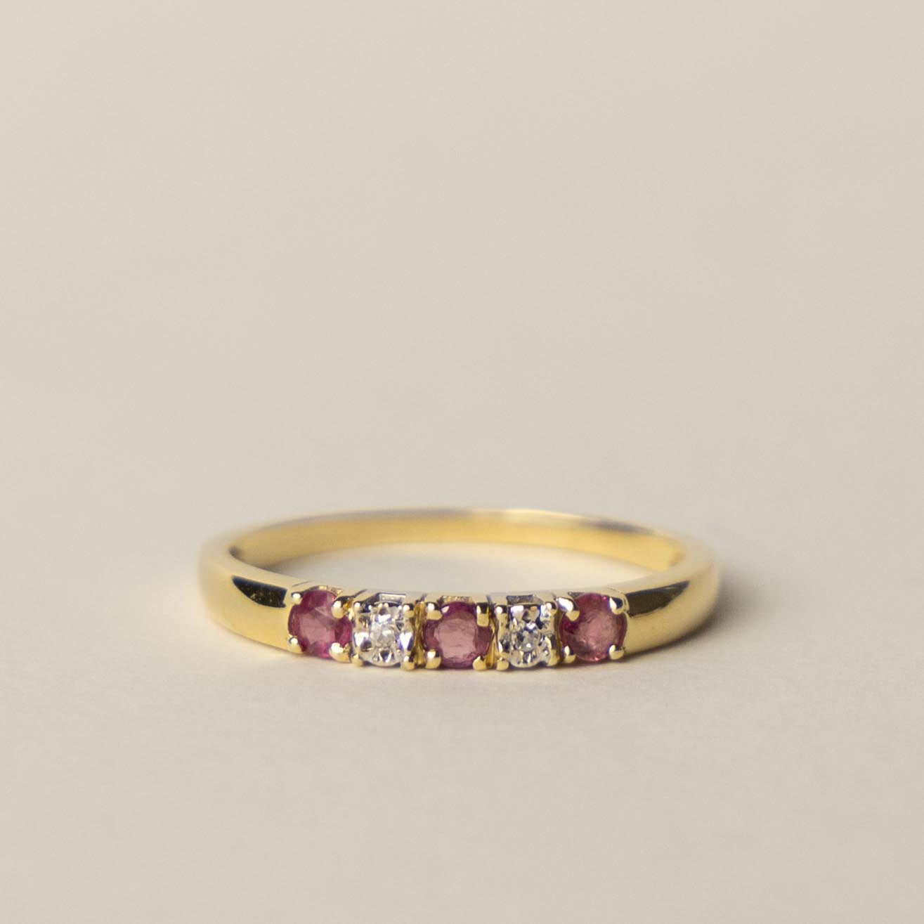 14ct tourmaline diamond row ring