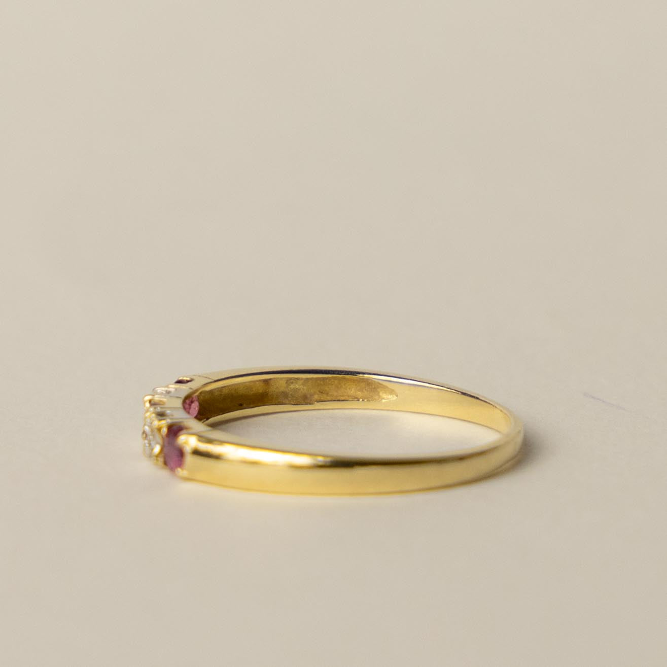 14ct tourmaline diamond row ring