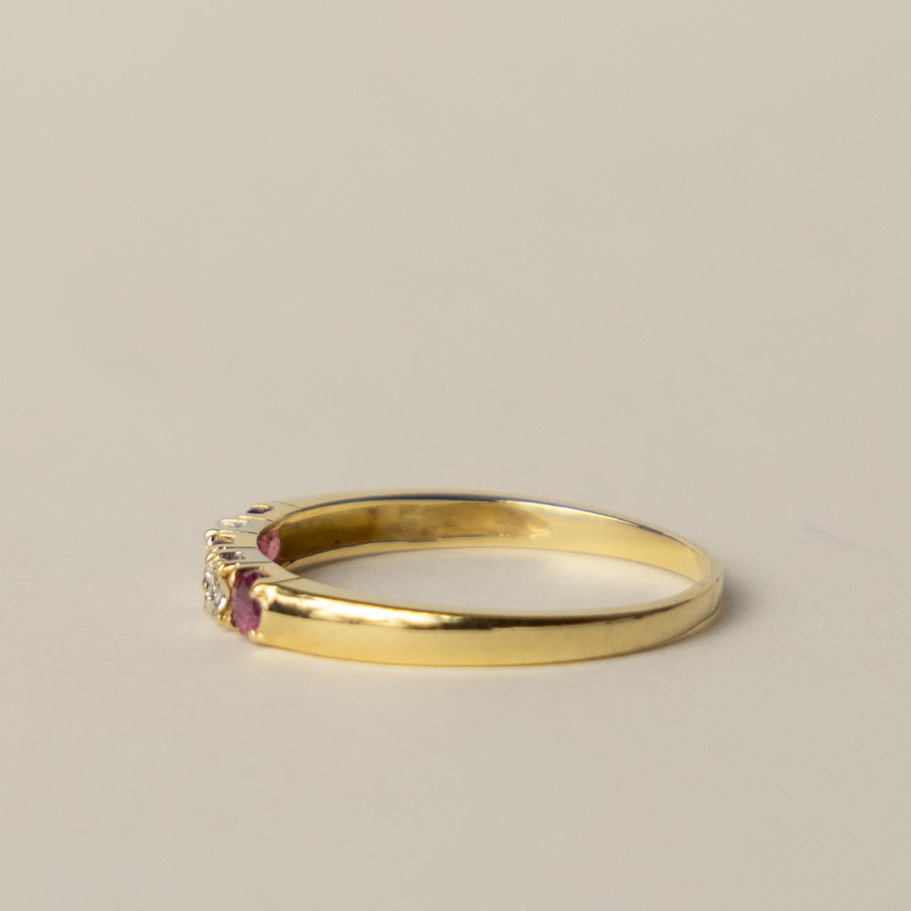 14ct tourmaline diamond row ring