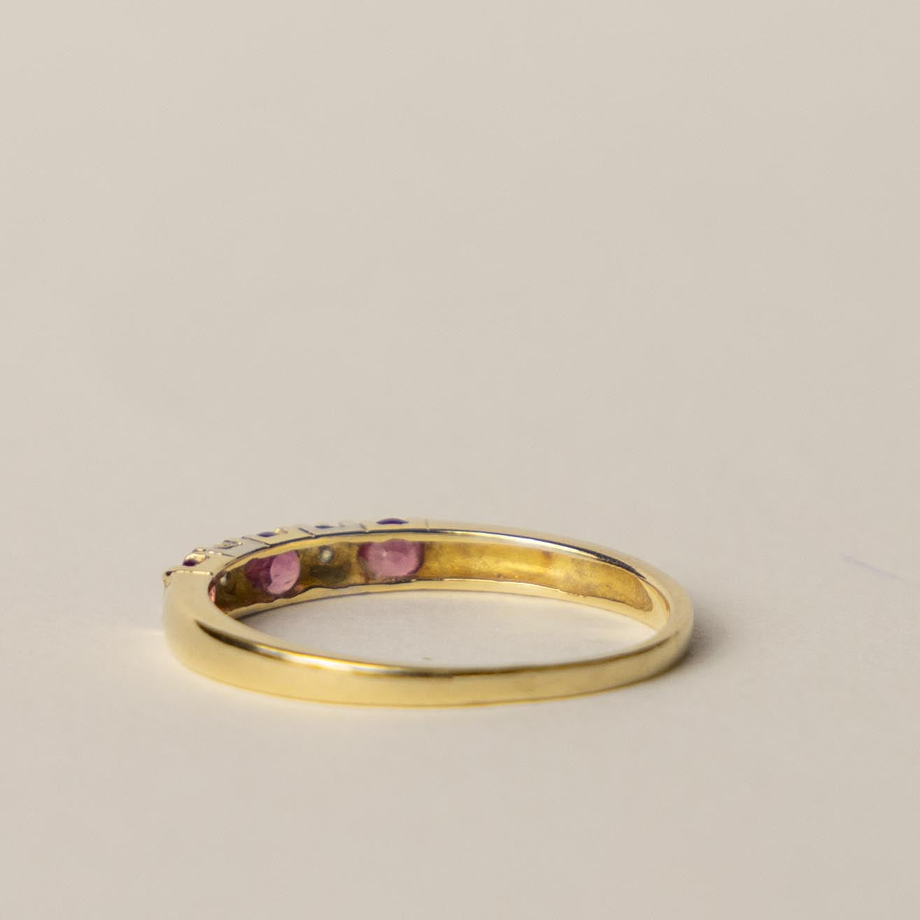 14ct tourmaline diamond row ring