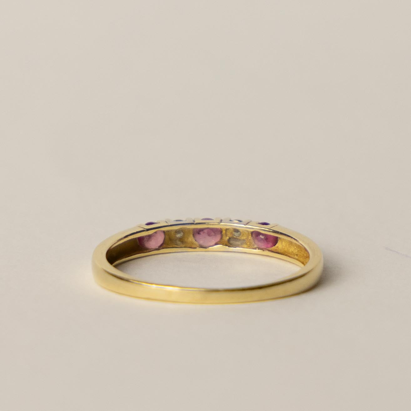 14ct tourmaline diamond row ring