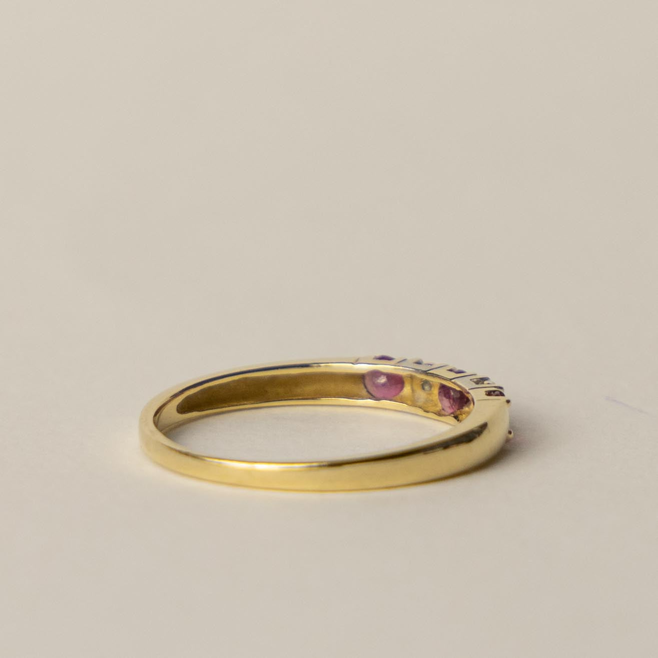 14ct tourmaline diamond row ring