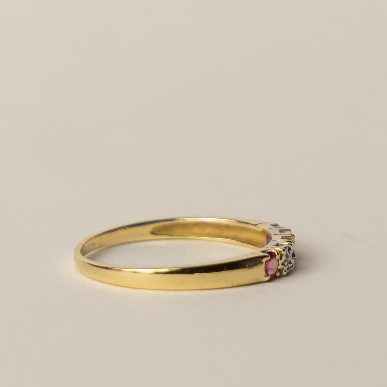 14ct tourmaline diamond row ring