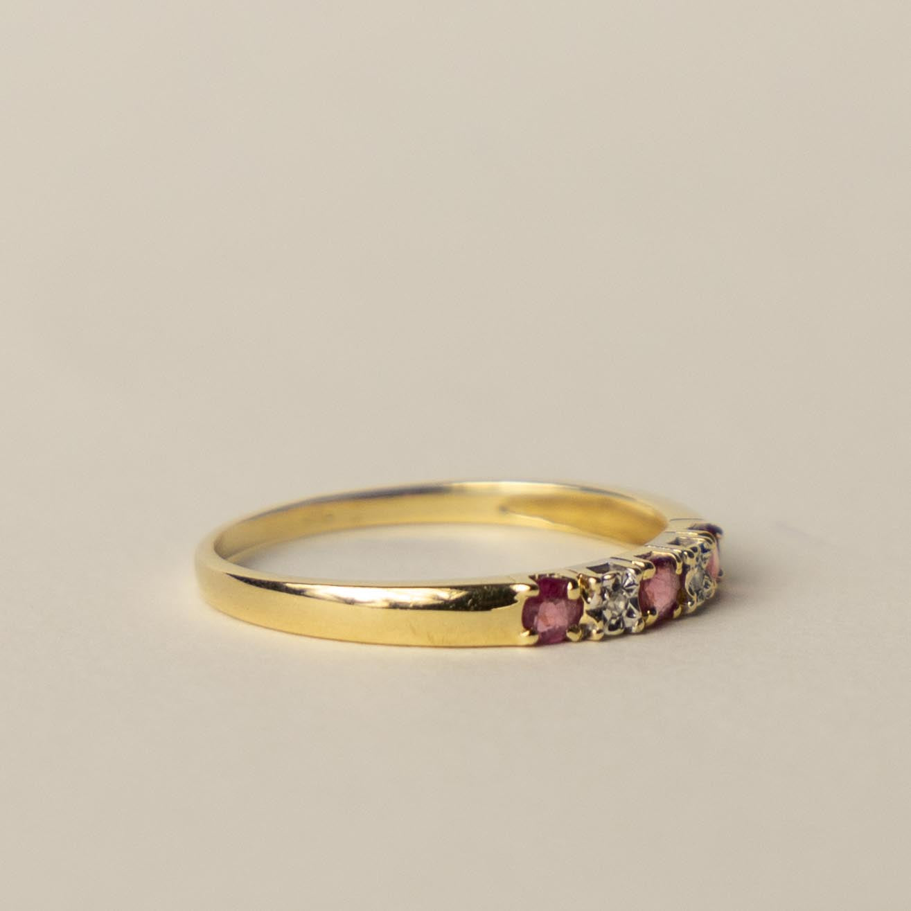 14ct tourmaline diamond row ring