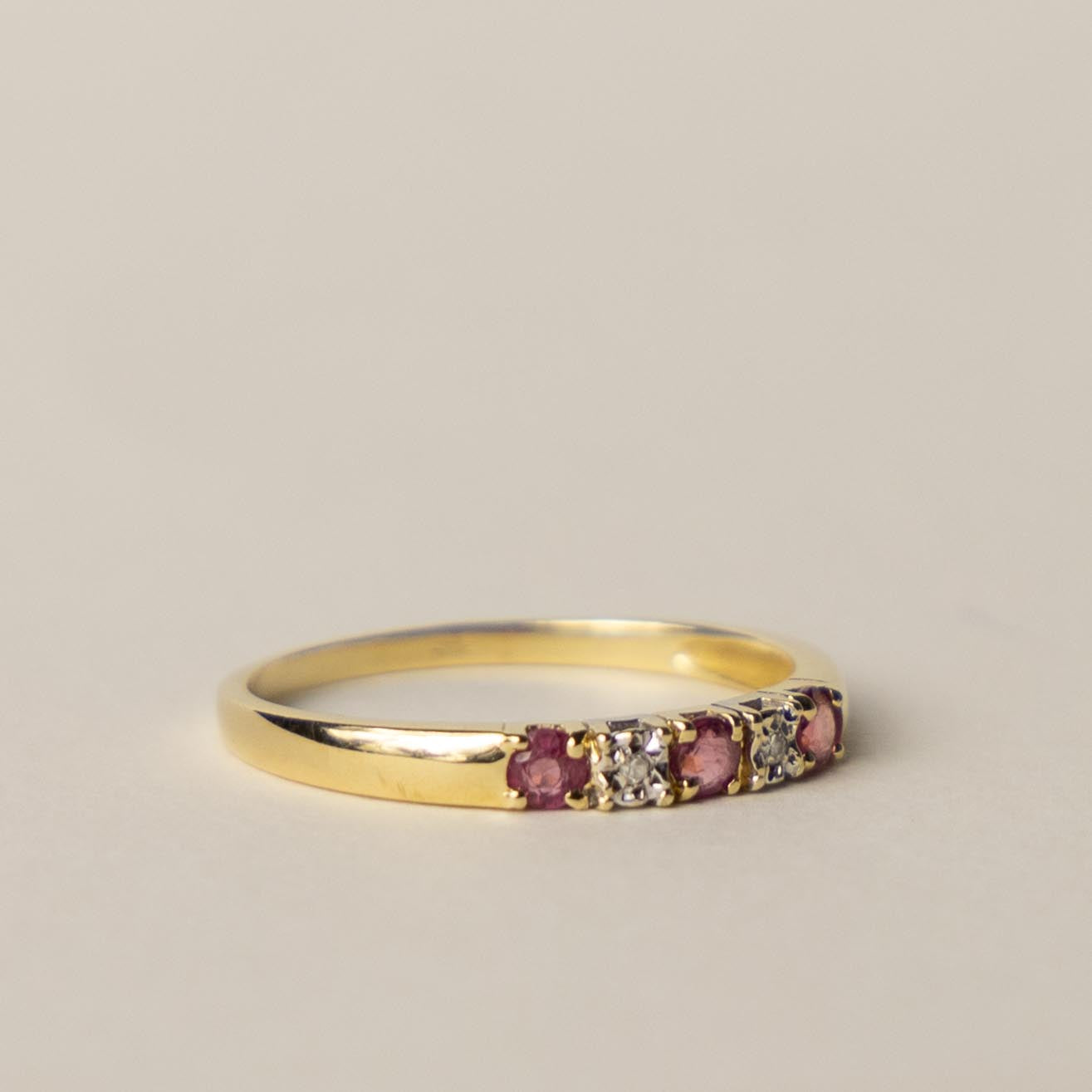 14ct tourmaline diamond row ring