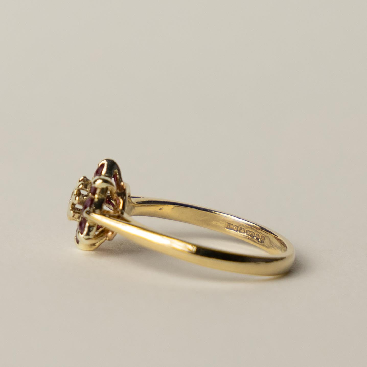 9ct ruby diamond flower cluster