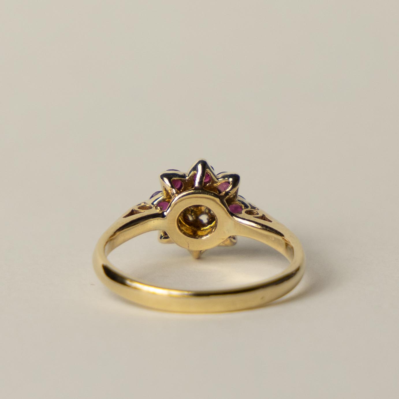 9ct ruby diamond flower cluster