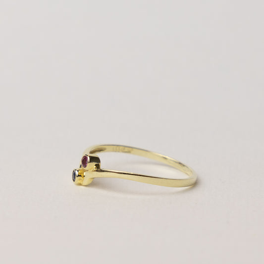 vintage 8 karaat gouden saffier robijn ring