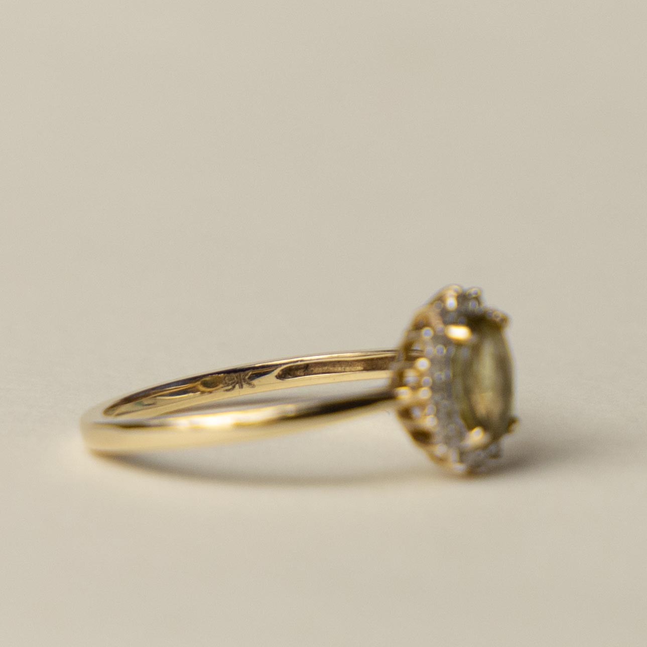 9ct citrine & diamond halo ring