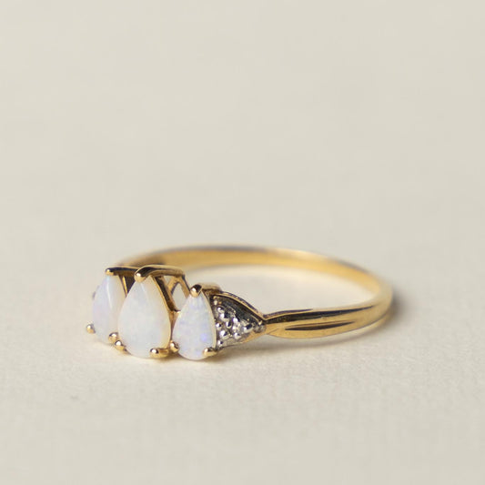 9ct opal & diamond trinity