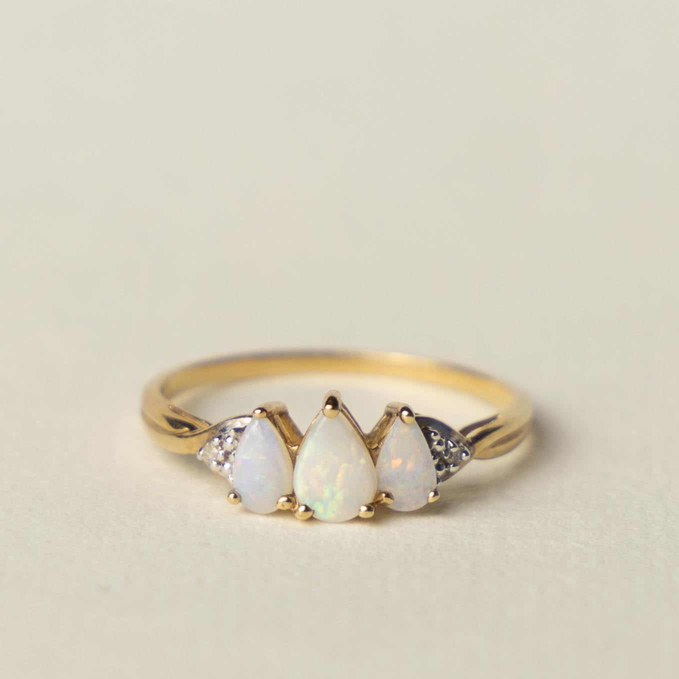 9ct opal & diamond trinity