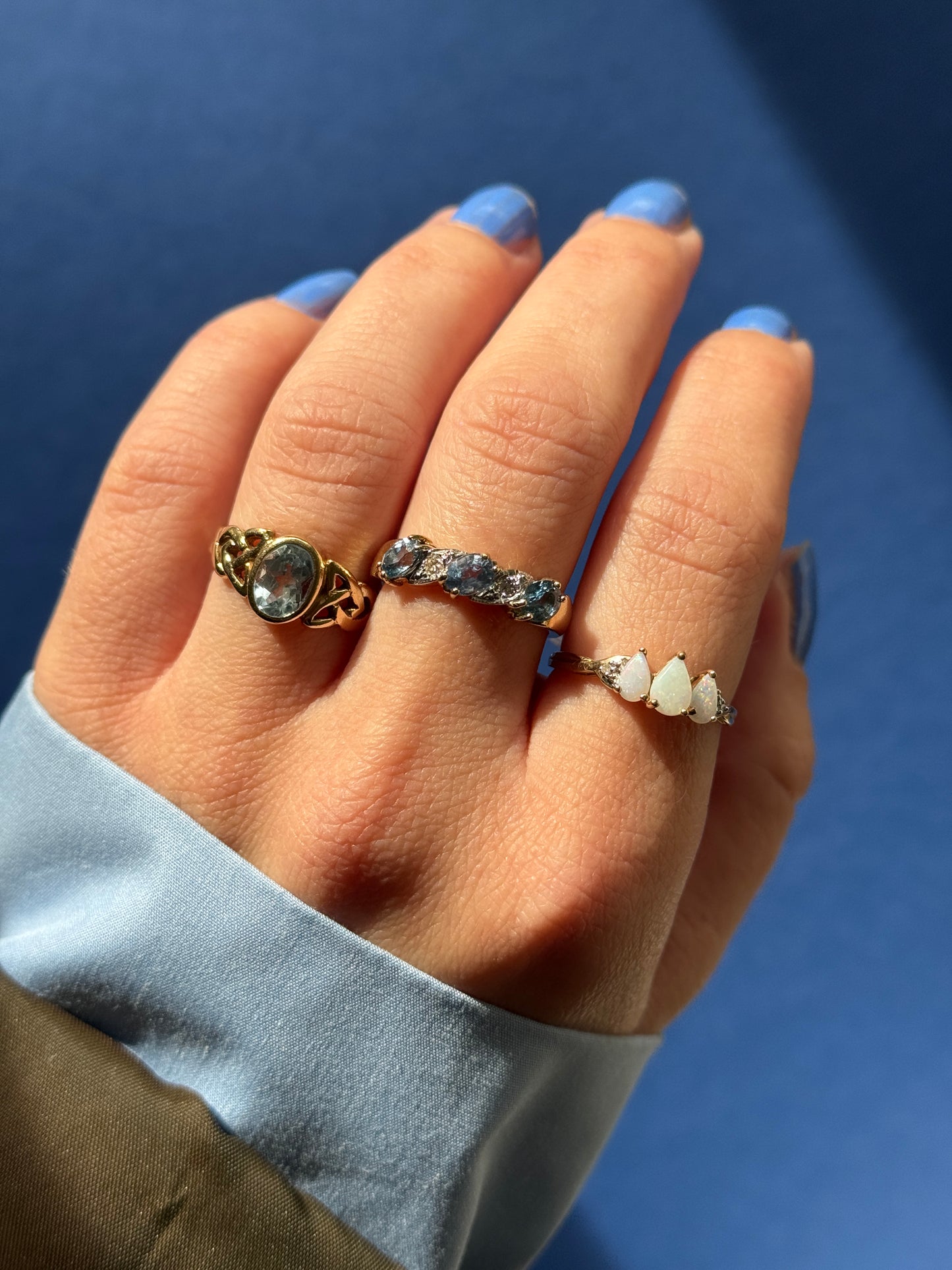 9ct opal & diamond trinity