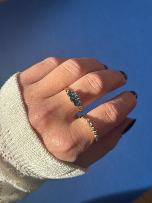 9ct blue topaz & diamond trilogy