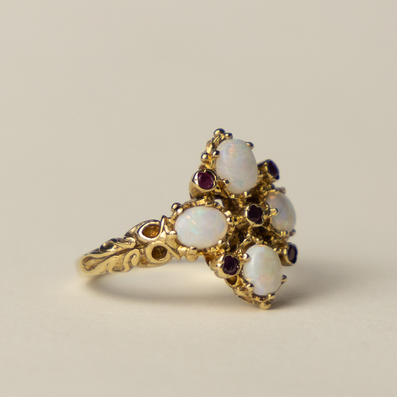 9ct opal ruby victorian style ring