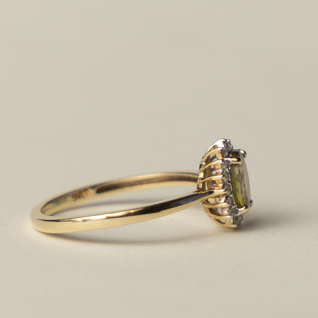 9ct citrine & diamond halo ring