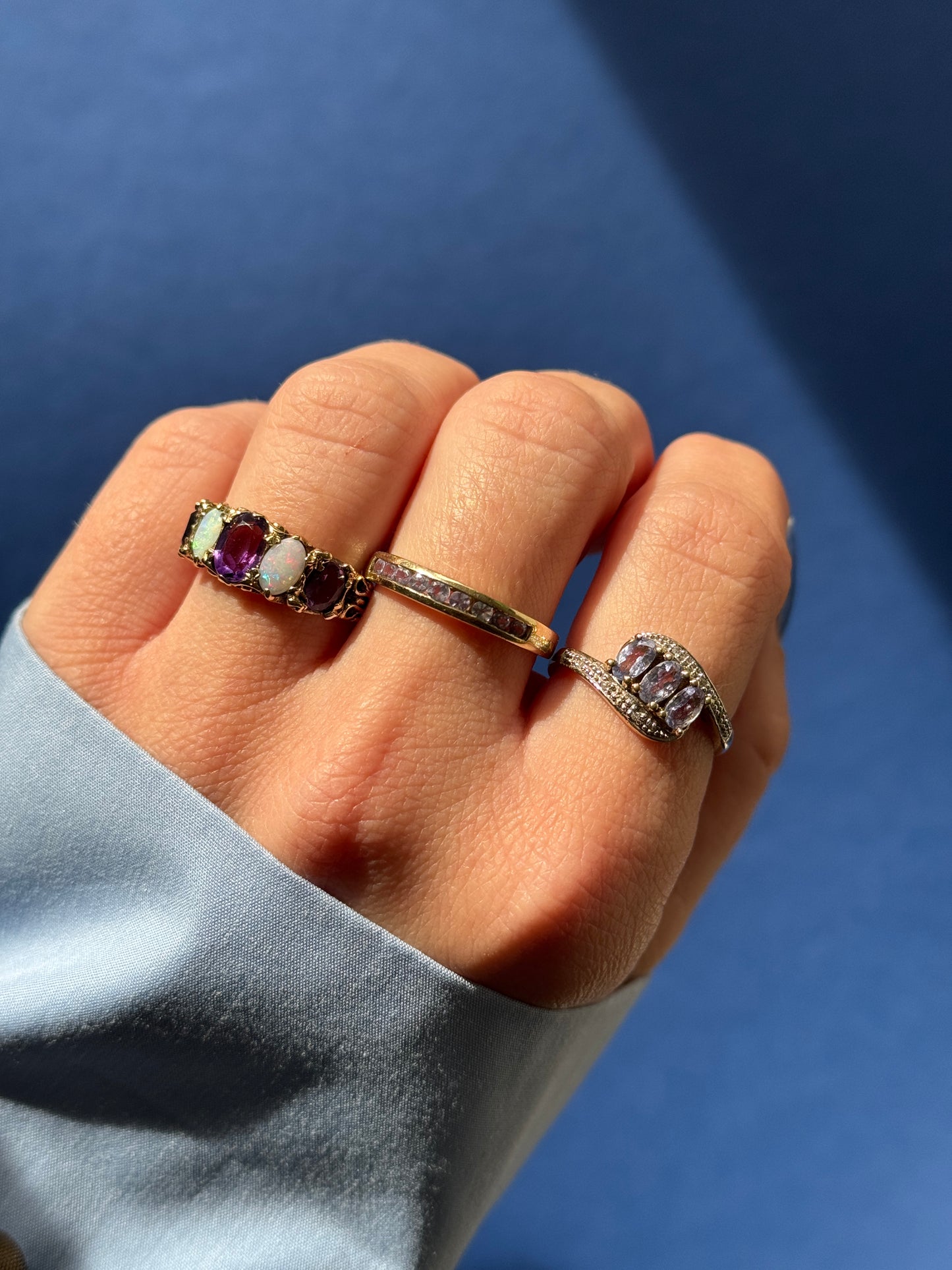 9ct opal & amethist ring