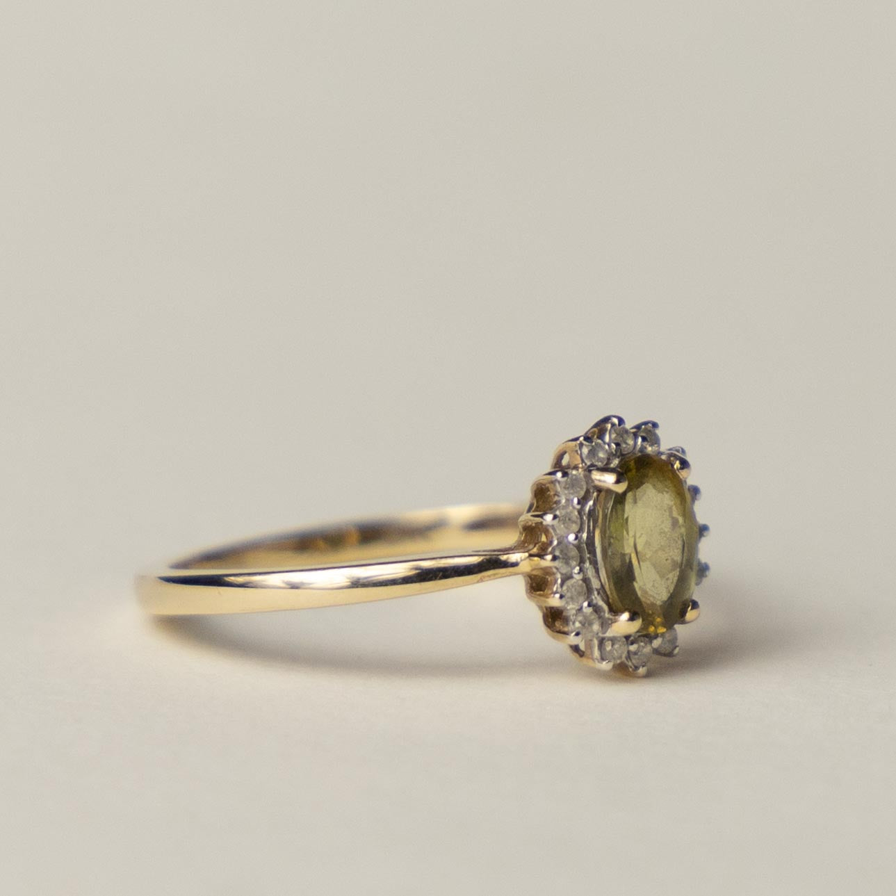 9ct citrine & diamond halo ring