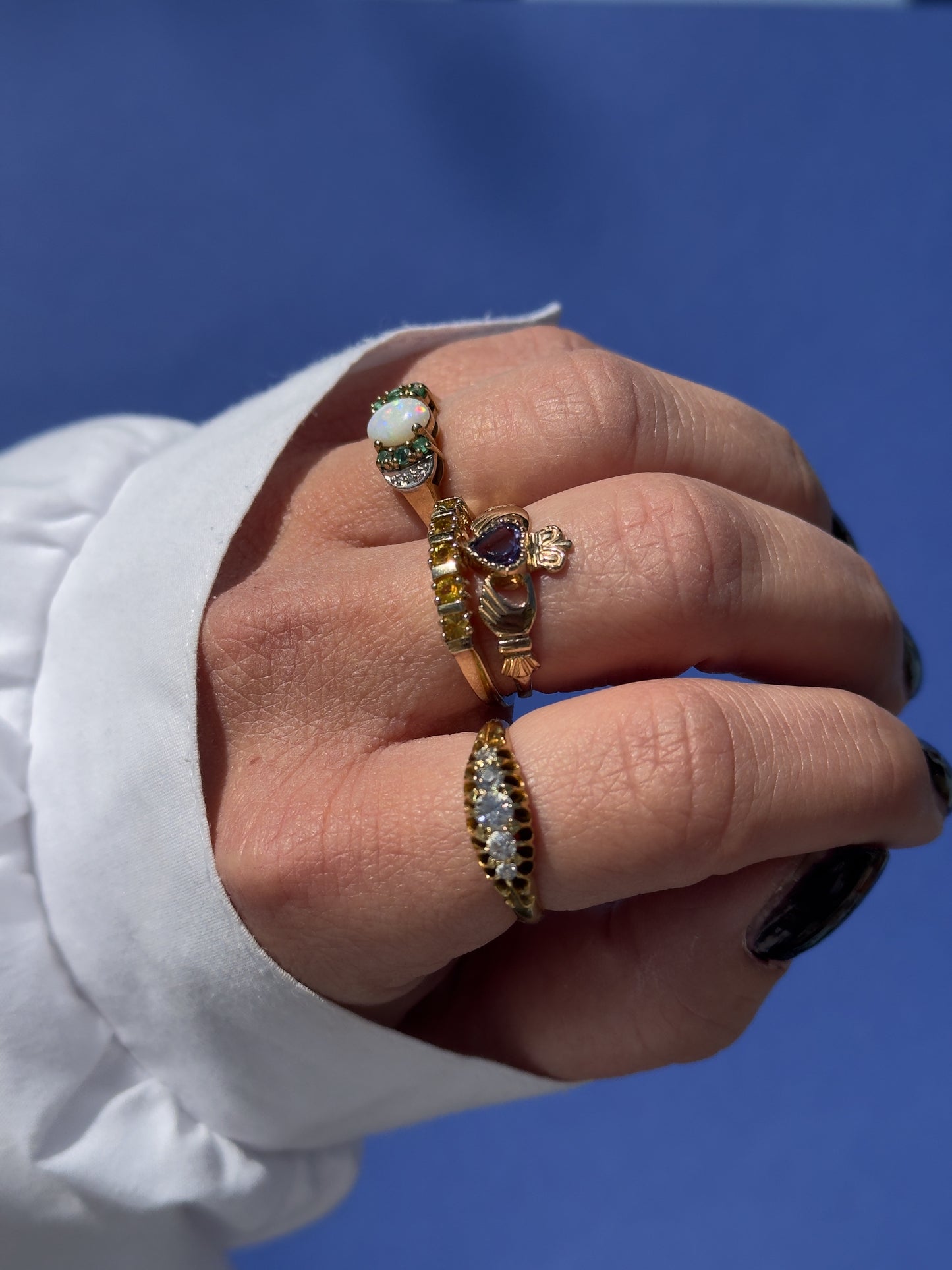 antique 18 carat Edwardian diamond boat ring