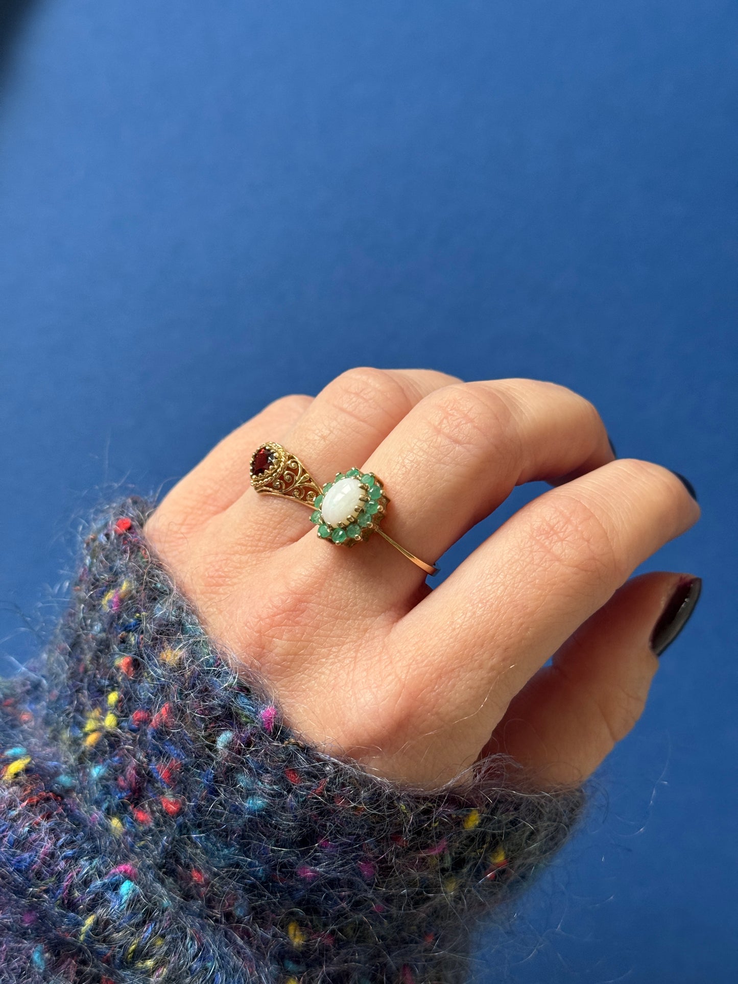 9ct opal emerald cluster