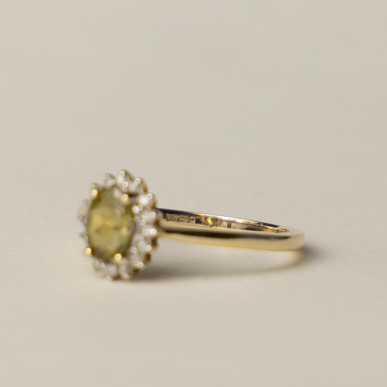9ct citrine & diamond halo ring