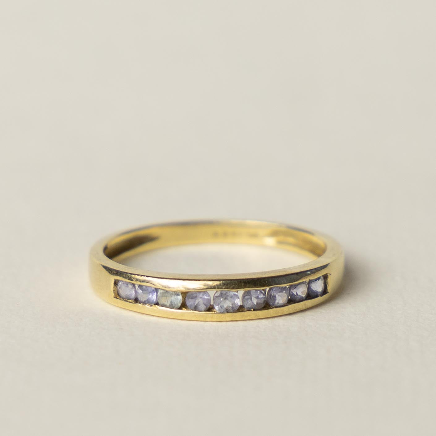 9ct tanzanite channel row ring