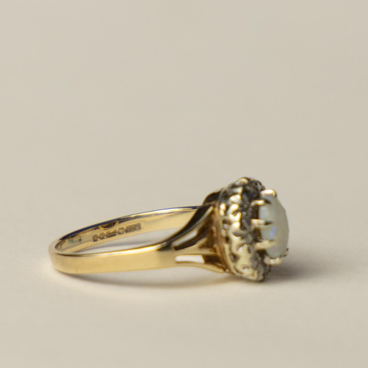 9ct opal & diamond halo ring