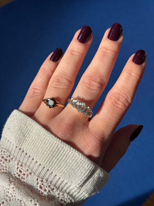 9ct aquamarine row ring