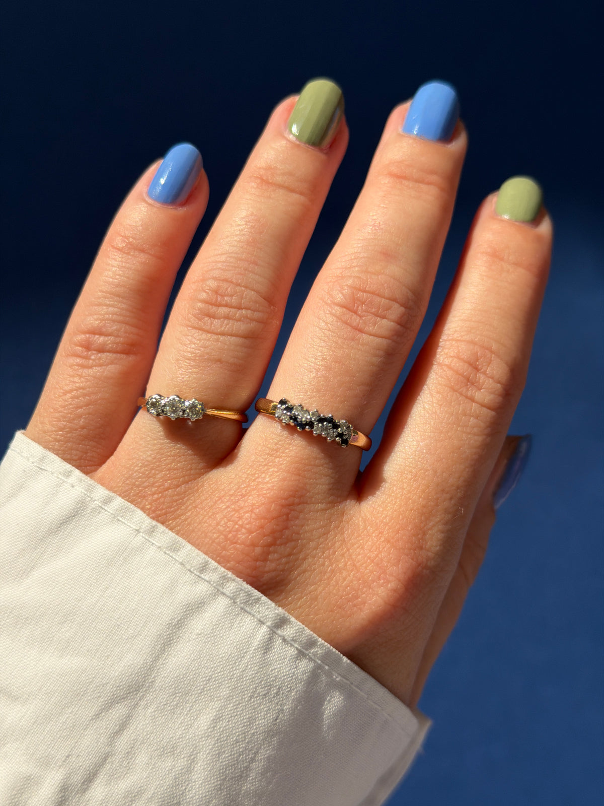 9ct sapphire & diamond wave cluster