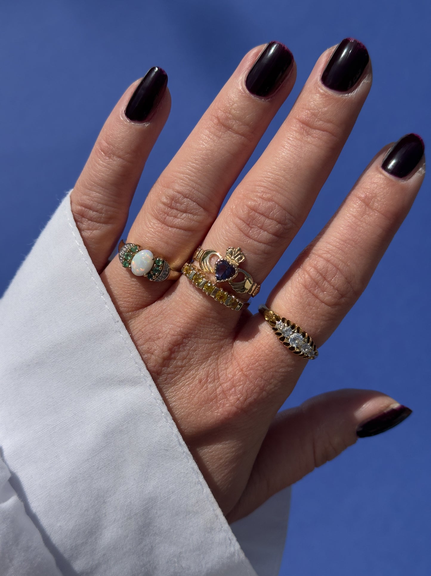 antique 18 carat Edwardian diamond boat ring