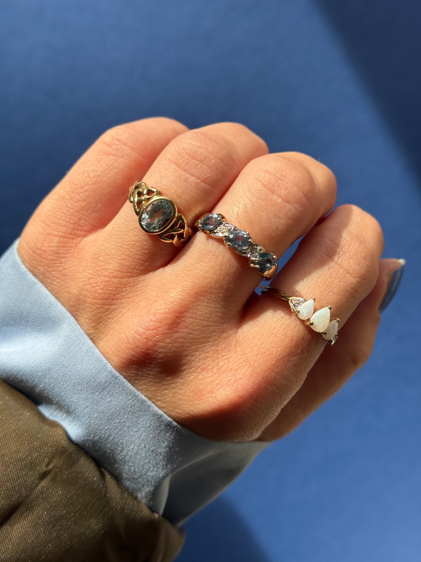 9ct opal & diamond trinity