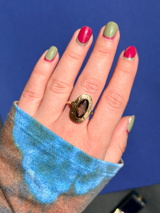 14ct smokey quartz ring