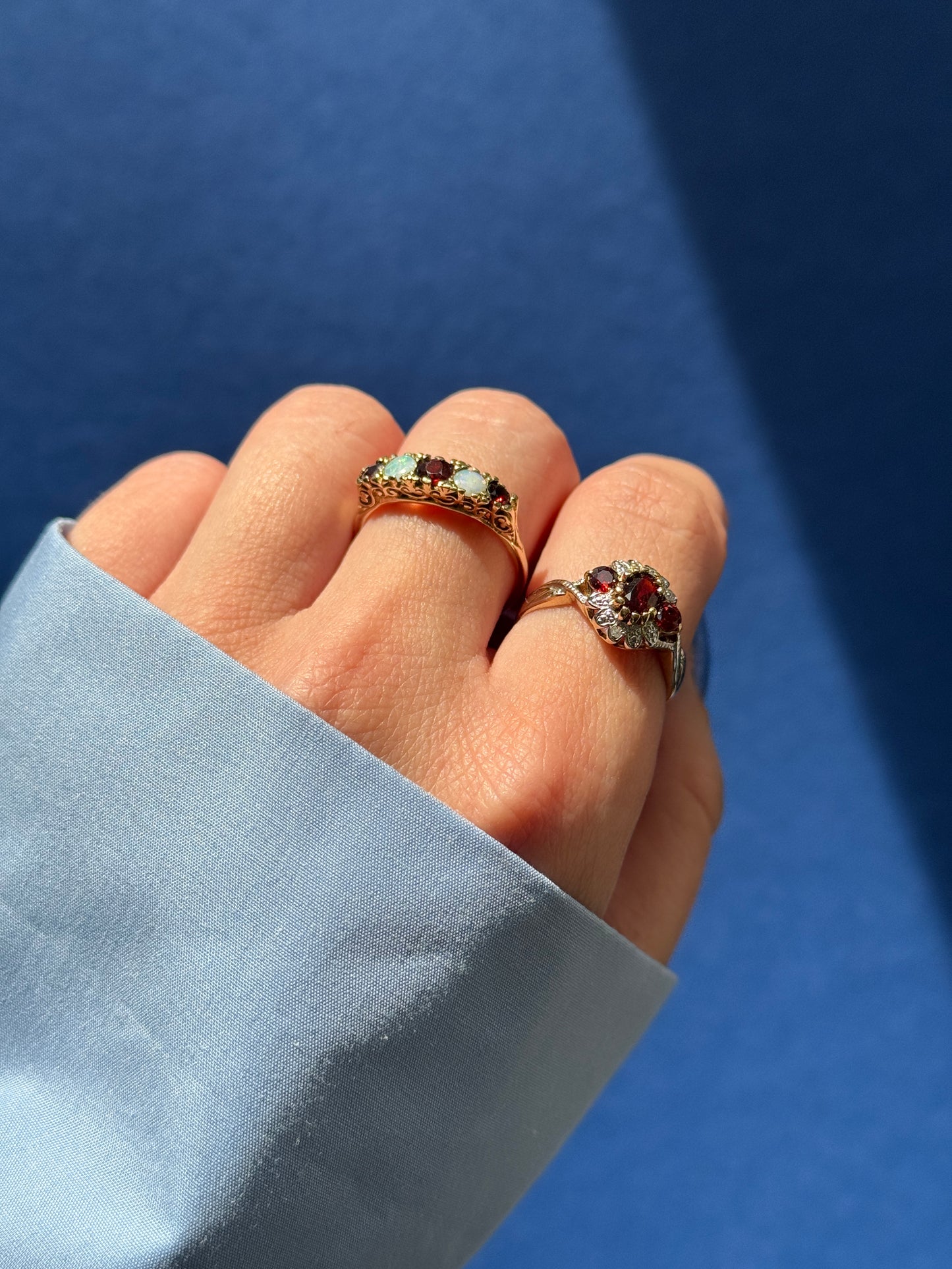 9ct opal & garnet boat