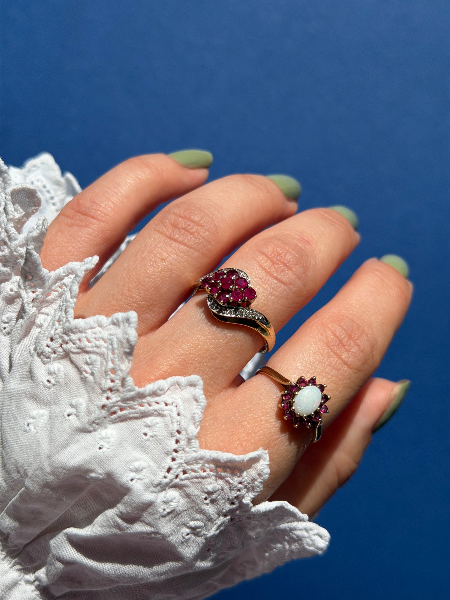 9ct ruby & diamond twist ring