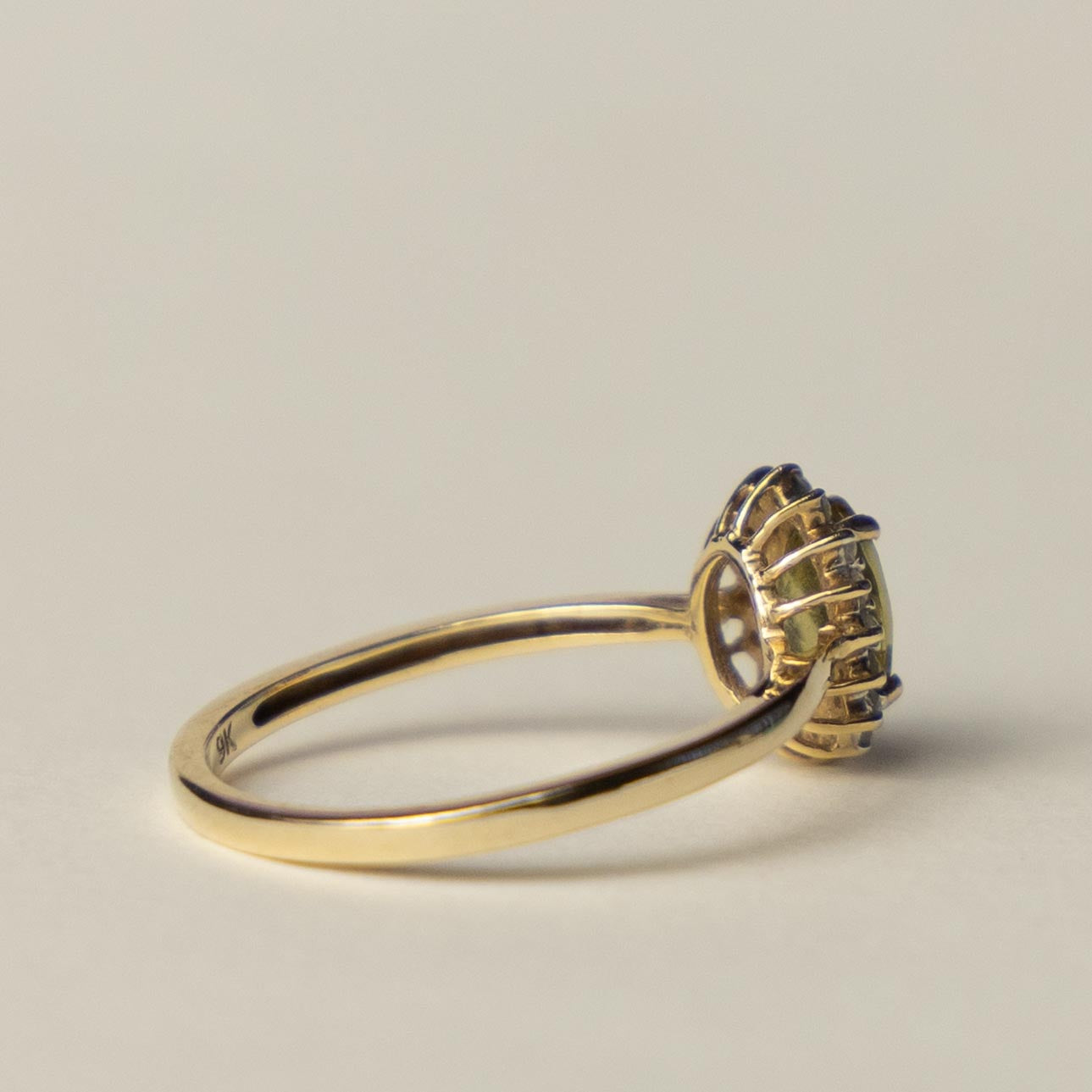 9ct citrine & diamond halo ring
