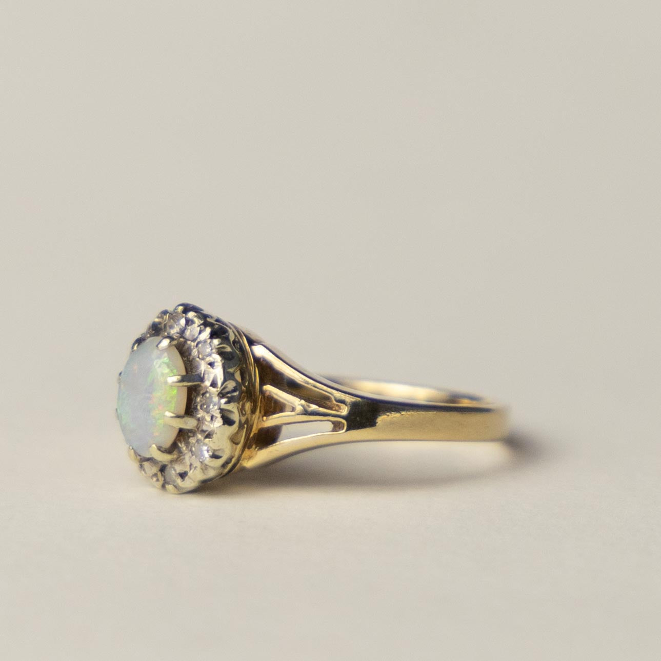 9ct opal & diamond halo ring