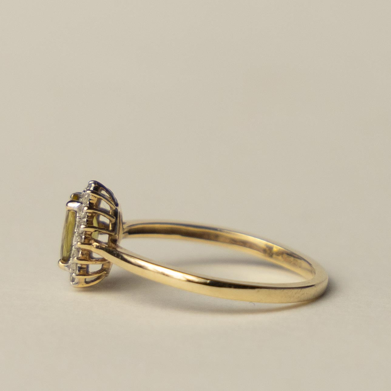 9ct citrine & diamond halo ring