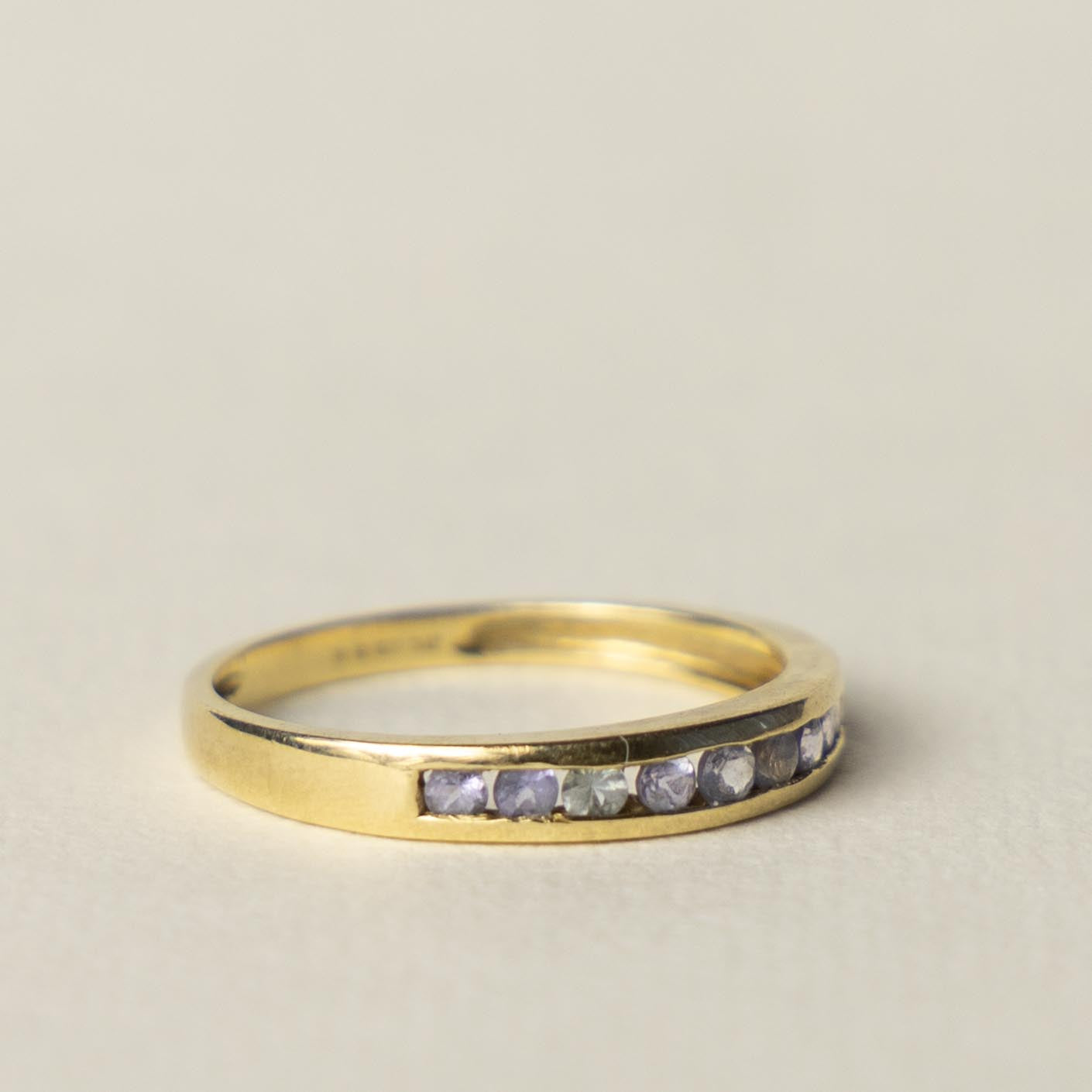 9ct tanzanite channel row ring