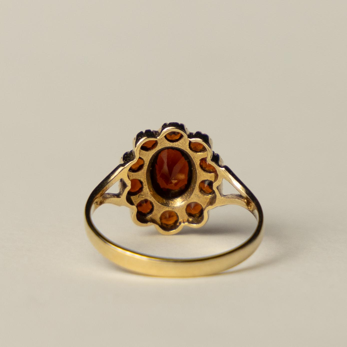 9ct garnet flower cluster ring