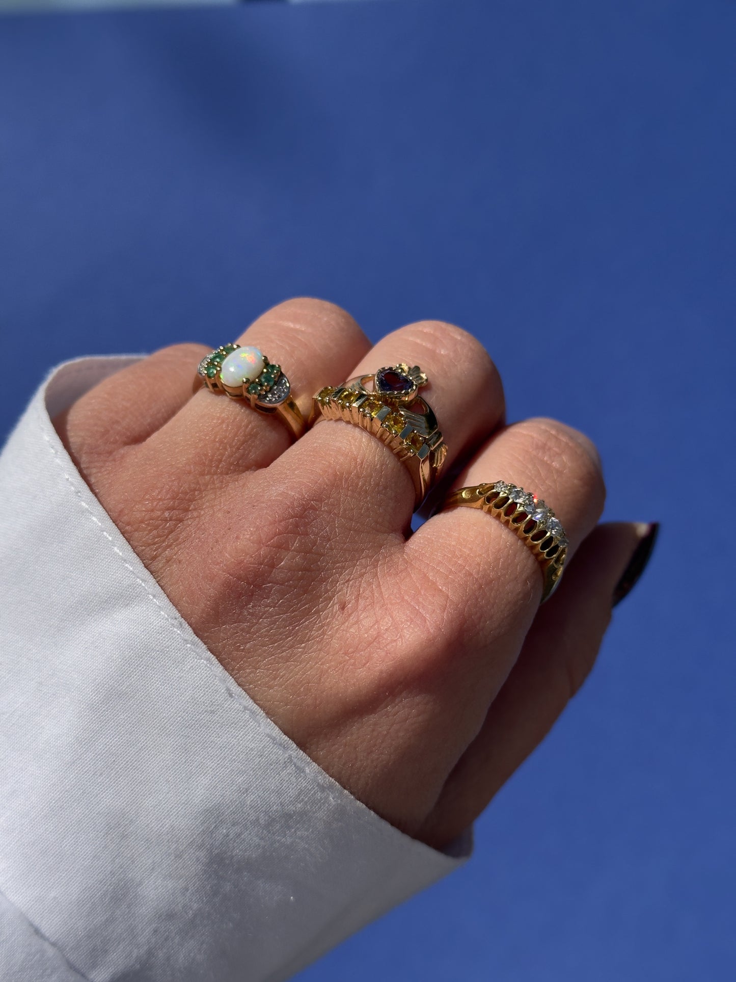 antique 18 carat Edwardian diamond boat ring