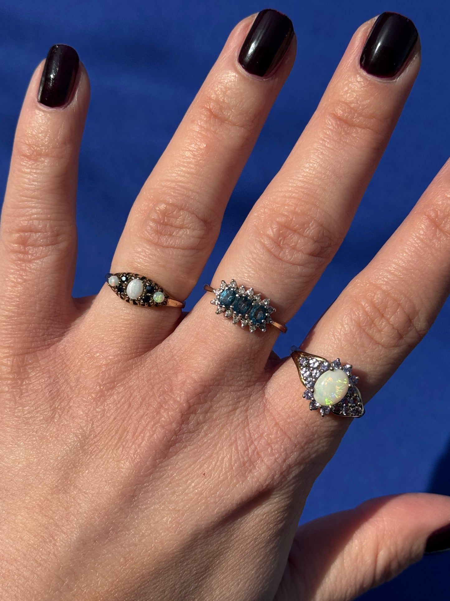 9 carat trilogy cluster topaz and diamond ring