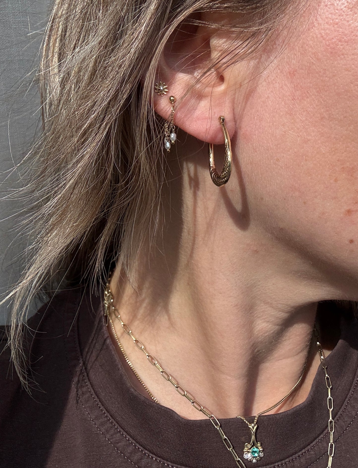 9ct engraved hoops