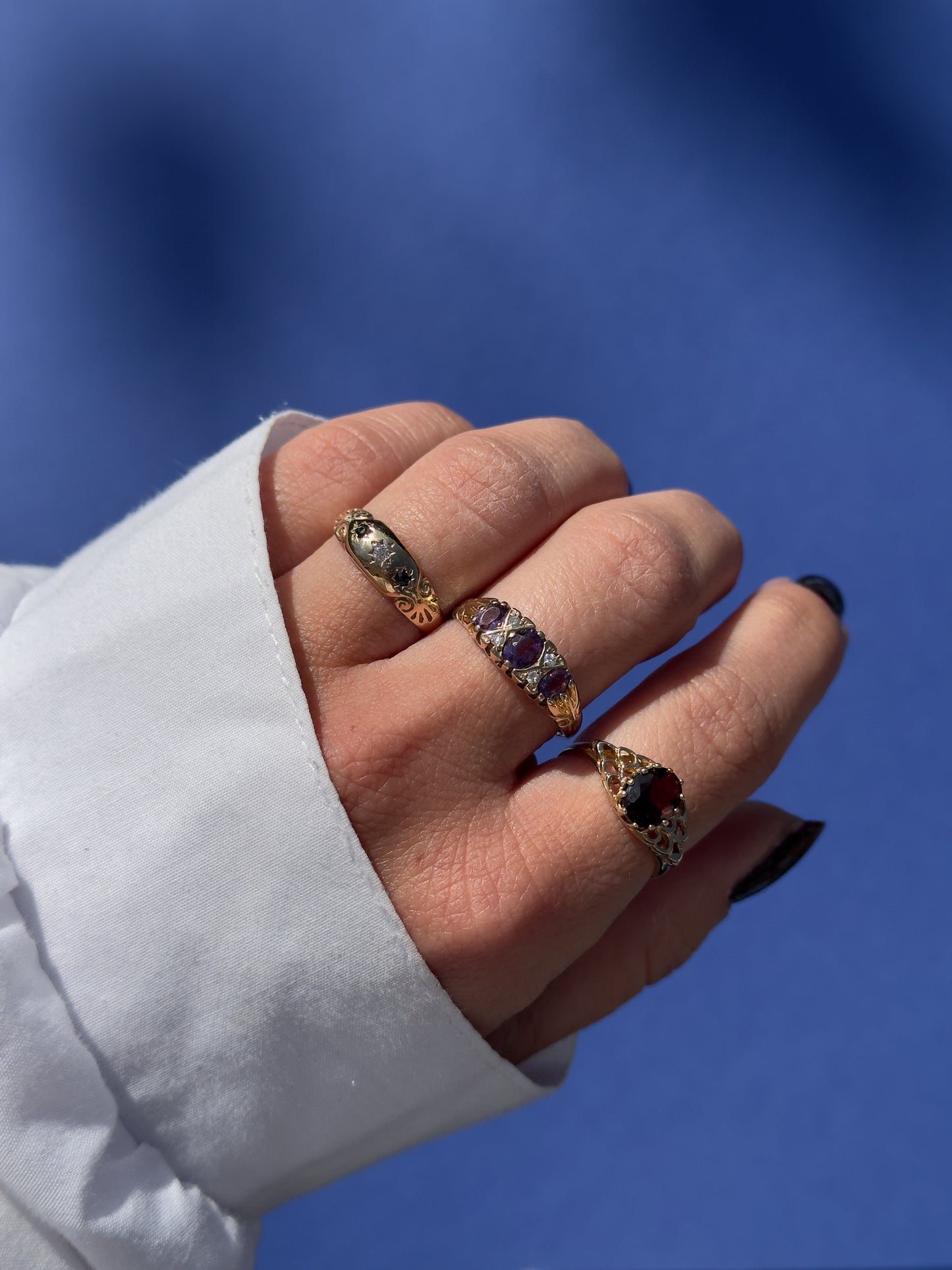 antique 9 carat gold sapphire diamond ring