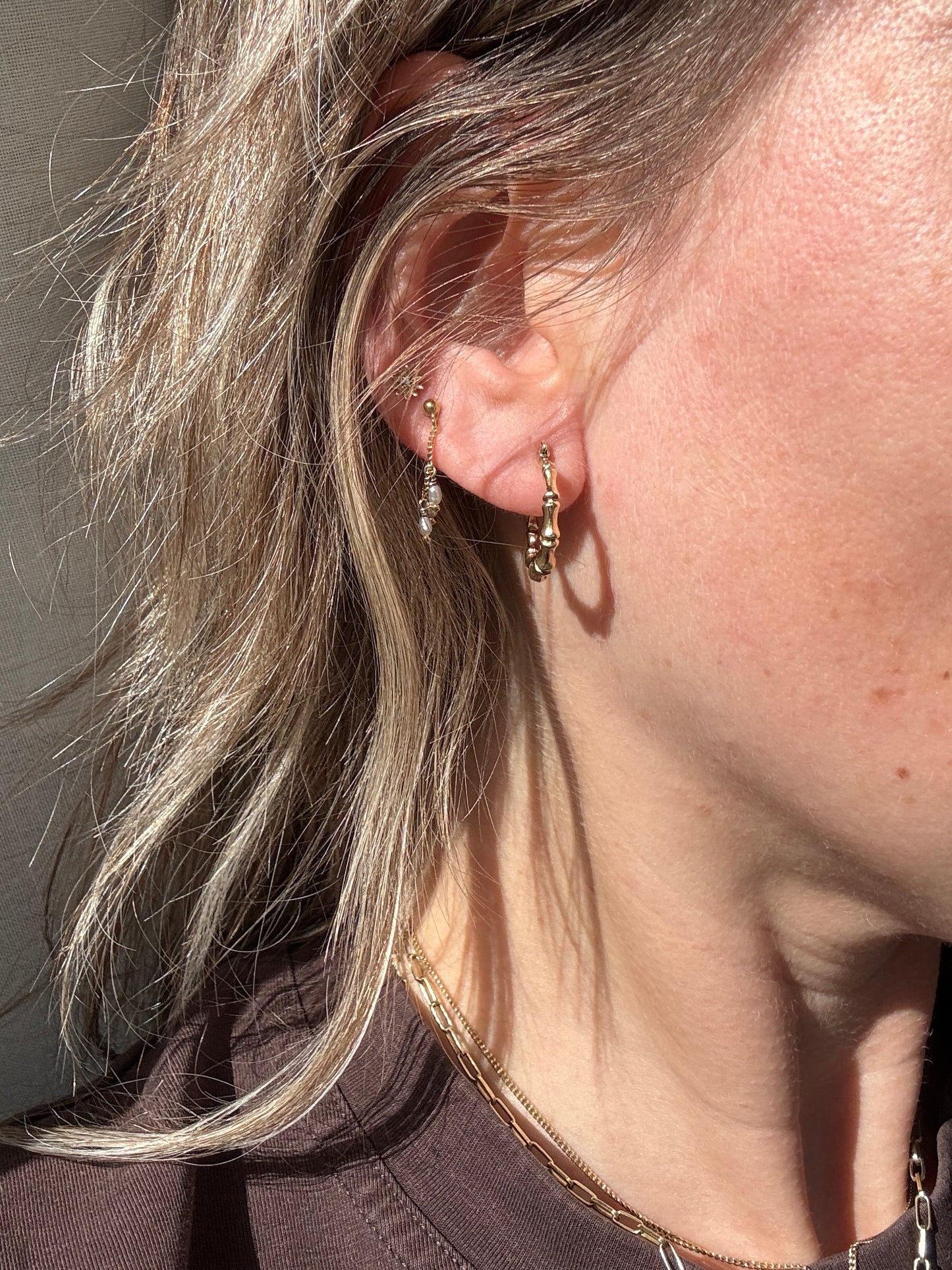 9ct bamboo hoops