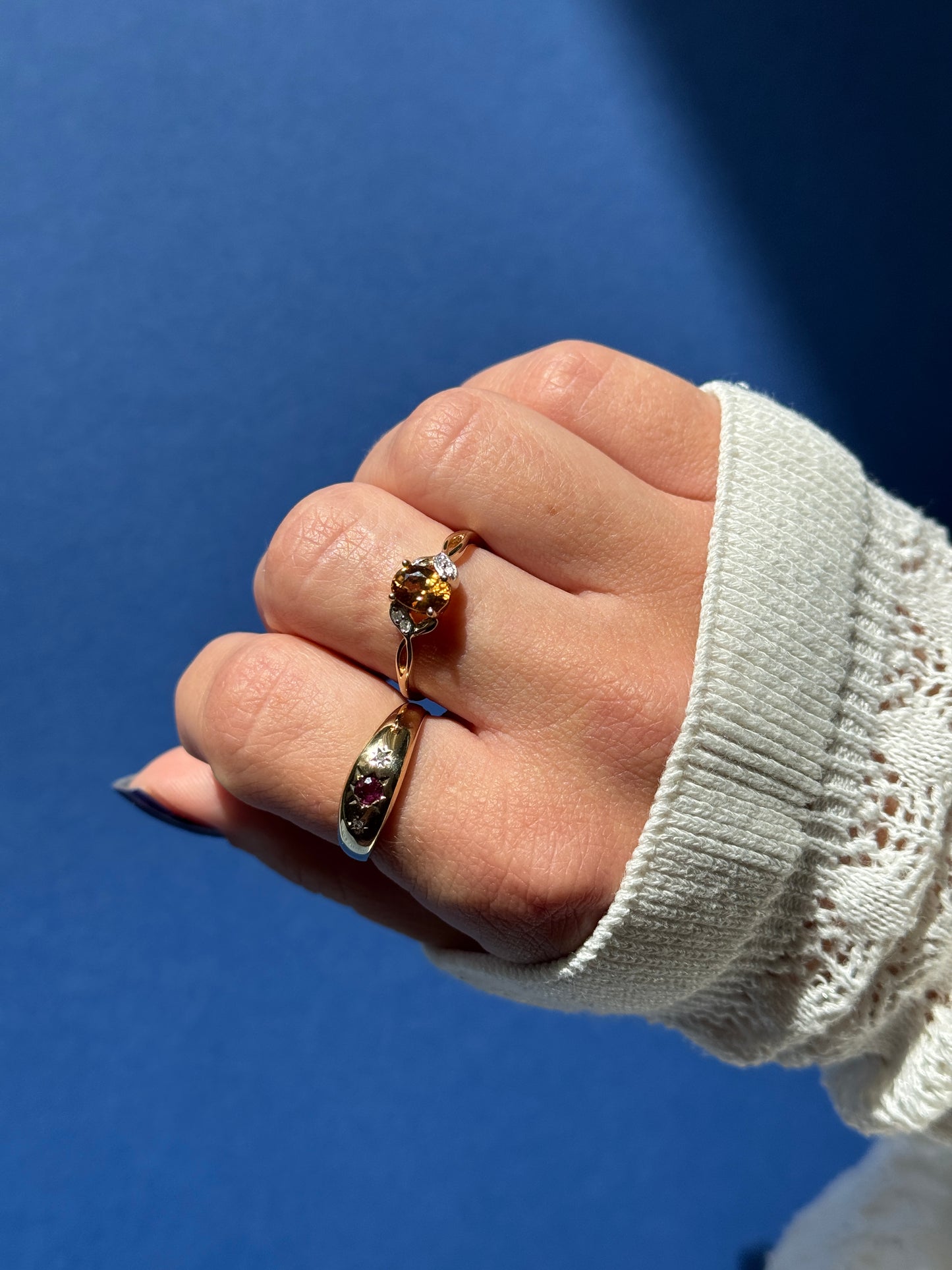 10ct citrine & diamond ring