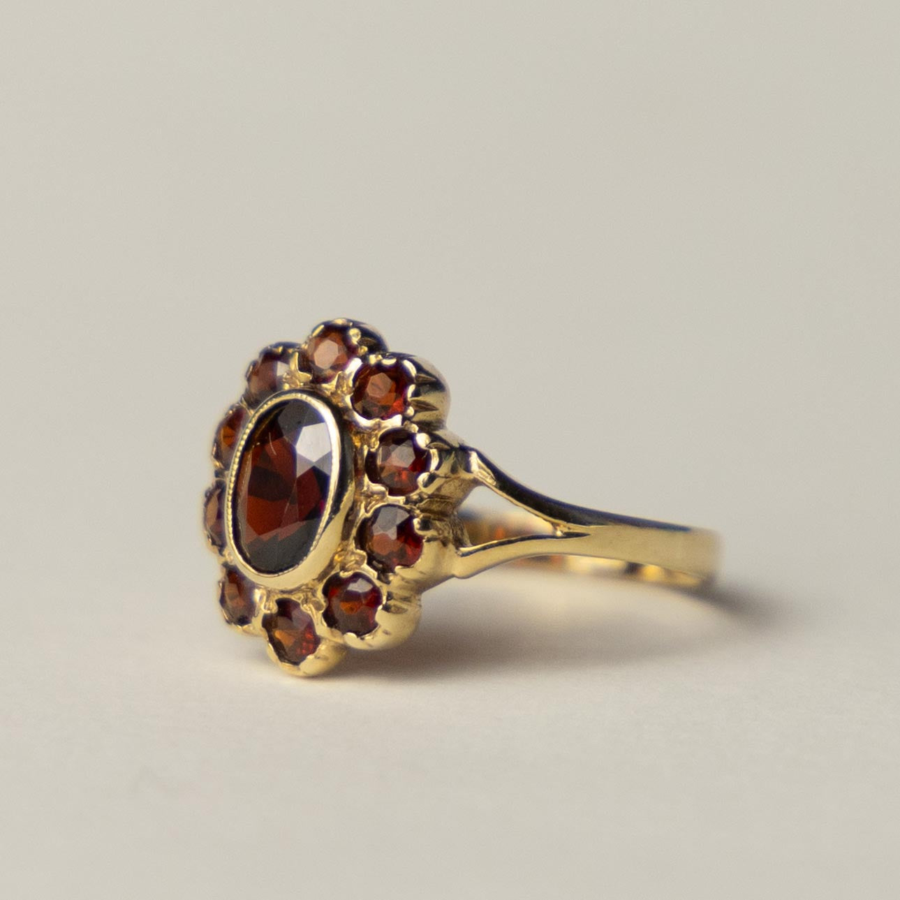 9ct garnet flower cluster ring