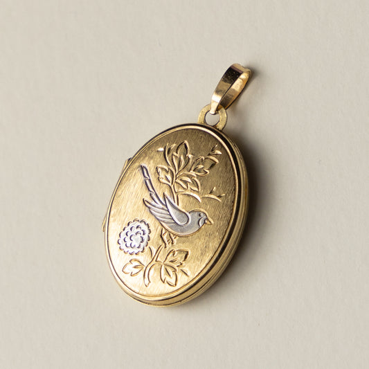 9ct bird locket pendant