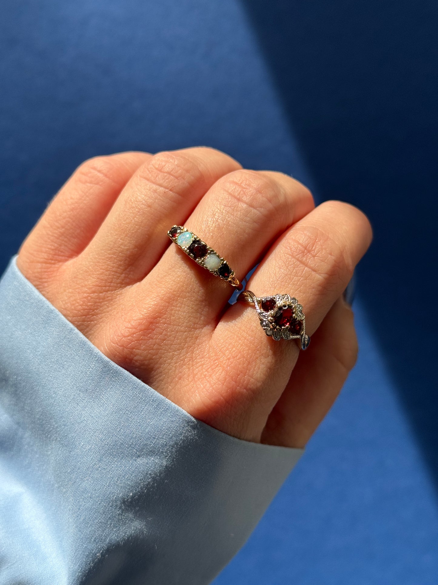 9ct opal & garnet boat