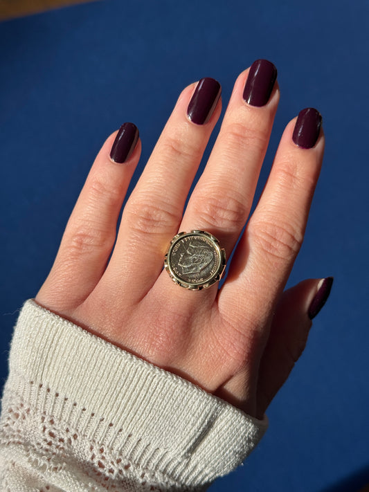 8ct lucky coin ring
