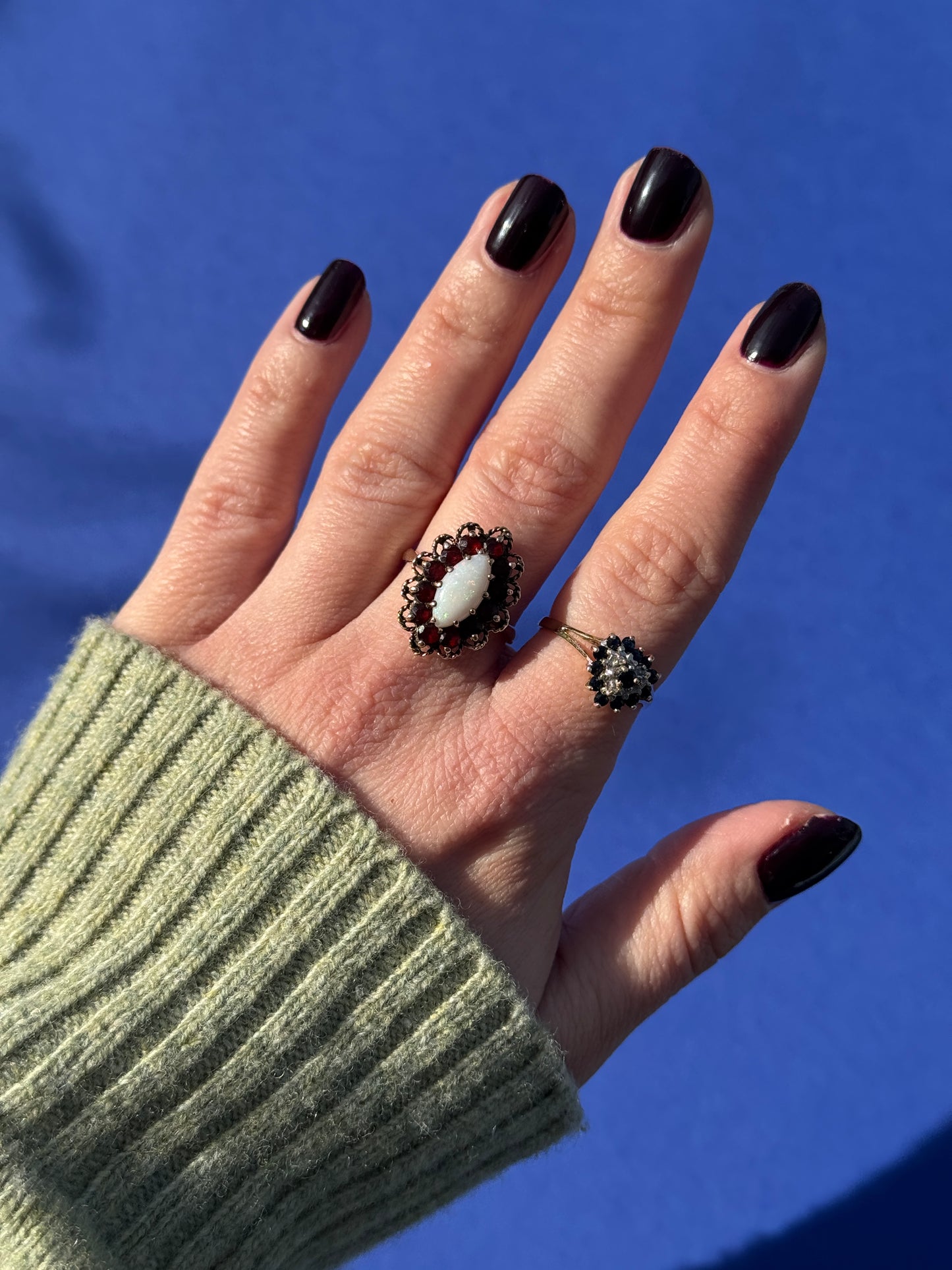 9 carat heart cluster diamond and sapphire